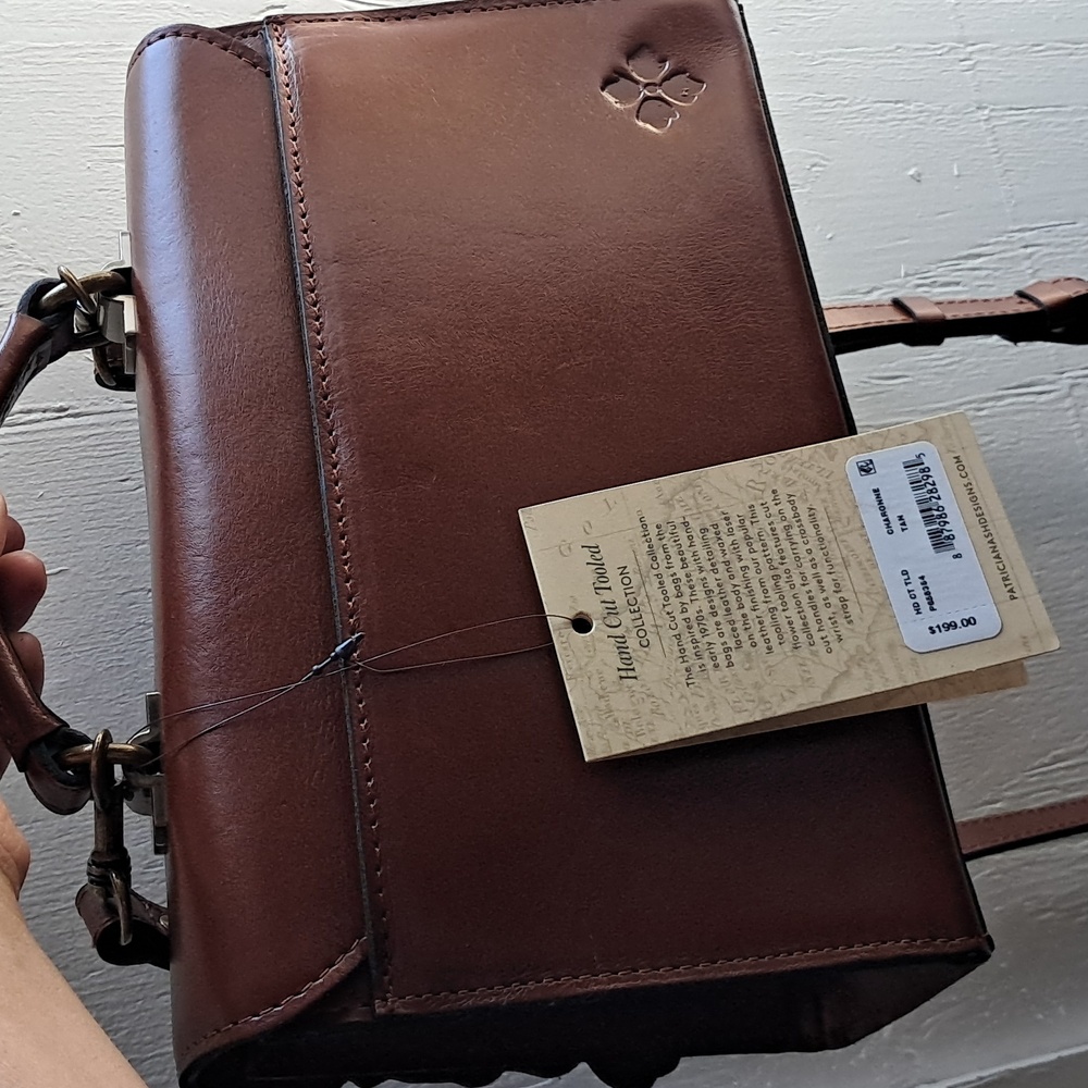 Patricia Nash messenger leather purse Charonne tan - Picture 4 of 12